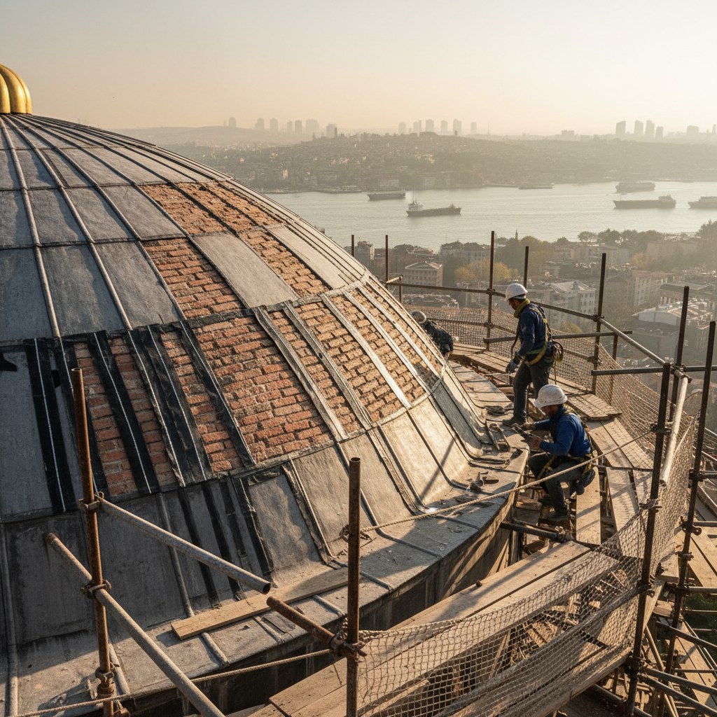 Üsküdar cami kubbe restorasyon çalışması